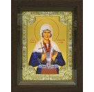 Икона освященная "Злата Могленская", дерево, серебро 925 пробы, 18x24 см, со стразами, в деревянном киоте 24x30 см