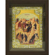 Икона освященная "Рождество Христово", дерево, серебро 925 пробы, 18x24 см, со стразами, в деревянном киоте 24x30 см