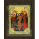 Икона освященная "Воскресение Христово" из серебра 925 пробы, 18x24 см, со стразами, в деревянном киоте 24x30 см
