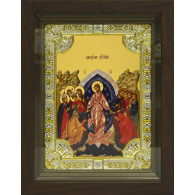 Икона освященная "Воскресение Христово" из серебра 925 пробы, 18x24 см, со стразами, в деревянном киоте 24x30 см фото
