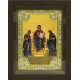 Икона освященная "Спас на Престоле (Деисус)", дерево, серебро 925 пробы, 18x24 см, со стразами, в деревянном киоте 24x30 см
