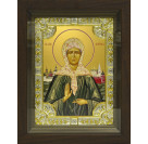 Икона освященная "Матрона Московская блаженная", дерево, серебро 925, 18x24 см, со стразами, в деревянном киоте 24x30 см