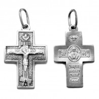 Крест с распятием и ликом Богородицы "Неупиваемая Чаша" из серебра 925 пробы фото