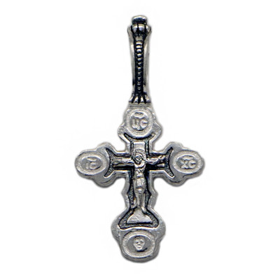 Нательный крест с распятием из серебра 925 пробы с чернением фото