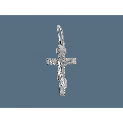 Нательный крест с распятием из серебра 925 пробы с родированием фото