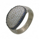 Бесподобное кольцо с бриллиантами и сапфирами из белого золота 750 пробы