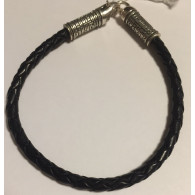 Черный кожаный шнурок с молитвой "Спаси мя" с концевиками из серебра 925 пробы с чернением и позолотой фото