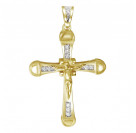 Крест с бриллиантами из комбинированного золота 750 пробы