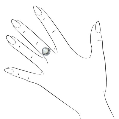 Кольцо с перламутром и марказитами из серебра 925 пробы фото