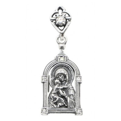 Образок "Владимирская Богородица" из серебра 925 пробы фото