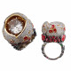 Кольцо с бриллиантами, сапфирами, эмалью, тсаворитами, рубинами и гиацинтом из комбинированного золота 750 пробы