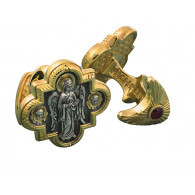 Православные запонки «Архангелы» с драгоценными камнями из серебра 925 пробы с позолотой и горячей эмалью фото