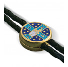 Черный православный браслет "Благословение" с бусинами и наконечниками из серебра 925 пробы с позолотой и горячей эмалью
