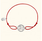 Православный браслет "Агнец" - красный текстильный шнур с бусинами из серебра 925 пробы