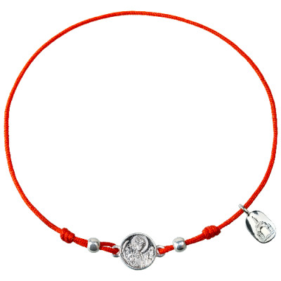 Православный браслет "Ангел" - красная нить с бусинами из серебра 925 пробы фото