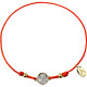 Красный православный браслет "Ангел" с бусинами из серебра 925 пробы с позолотой