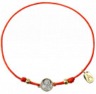 Красный православный браслет "Ангел" с бусинами из серебра 925 пробы с позолотой