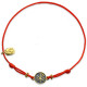Православный браслет "Хризма" - красная нить с бусинами из серебра 925 пробы с позолотой