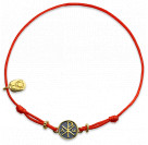 Православный браслет "Хризма" - красная нить с бусинами из серебра 925 пробы с позолотой