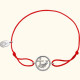 Православный красный браслет-ниточка "Рыба/Крест" с бусинами из серебра 925 пробы