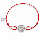 Православный красный браслет-ниточка "Процветшее древо креста" с бусинами из серебра 925 пробы
