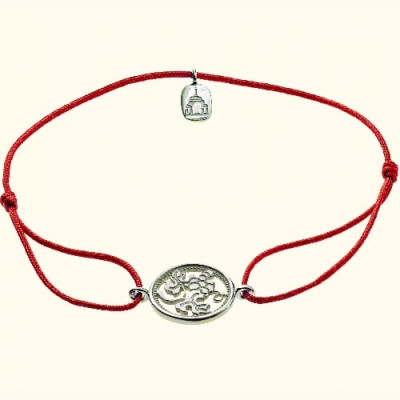 Православный браслет "Лоза" - красная нить с бусинами из серебра 925 пробы фото