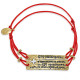 Красный православный текстильный браслет «Бог есть любовь» с пластинами и бусинами из серебра 925 пробы с позолотой