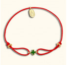Красный православный браслет «крестик» на верёвочке с бусинками из серебра 925 пробы с позолотой и ювелирной эмалью