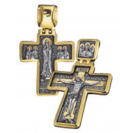 Большой нательный крест «Дивеевский» из серебра 925 пробы с позолотой фото