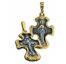 Нательный крест «Ангел Хранитель» из серебра 925 пробы с позолотой и чернением