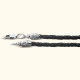 Шнур кожаный (гайтан) для креста с концевиком «колосок» из серебра 925 пробы
