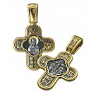 Нательный крест «Святой Николай Чудотворец» из серебра 925 пробы с позолотой и чернением
