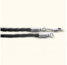 Черный кожаный шнур (гайтан) для креста с концевиком «пулька» из серебра 925 пробы