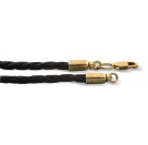 Шнур кожаный (гайтан) для креста с концевиком «пулька» из серебра 925 пробы с желтой позолотой