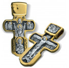 Нательный крест «Неупиваемая чаша» из серебра 925 пробы с позолотой и чернением