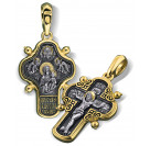 Нательный крест «Смоленская Одигитрия» из серебра 925 пробы с позолотой и чернением