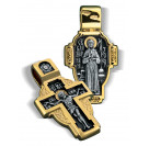 Нательный крест «Святая Блаженная Матрона» (ростовая) из серебра 925 пробы с позолотой и чернением