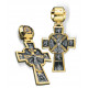 Большой нательный крест «Андреевский» из серебра 925 пробы с позолотой и чернением