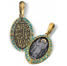 Нательная иконка «Ангел Хранитель» из серебра 960 пробы с позолотой, горячей эмалью и чернением