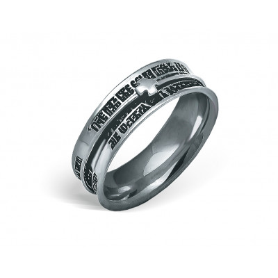 Вращающееся кольцо с молитвой «Отче наш» из серебра 925 пробы с чернением фото