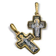 Нательный крест «св. исп. Лука Крымский» из серебра с позолотой и чернением фото