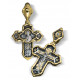 Нательный крест «Святитель Спиридон/Праведный Феодор Ушаков» из серебра 925 пробы с позолотой и чернением