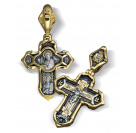 Нательный крест «Святитель Спиридон/Праведный Феодор Ушаков» из серебра 925 пробы с позолотой и чернением