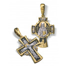 Нательный крест «Святитель Нектарий Эгинский» большой из серебра 925 пробы с позолотой и чернением