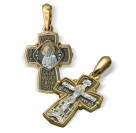 Нательный крест «Серафим Саровский» из серебра 925 пробы с позолотой и чернением