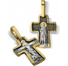 Нательный крест «Георгий Победоносец» из серебра 925 пробы с позолотой и чернением