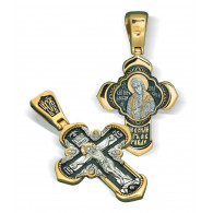 Нательный крест «Александр Невский» из серебра 925 пробы с позолотой и чернением фото