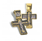 Нательный крест «Дивеевский» малый из серебра 925 пробы с позолотой и чернением