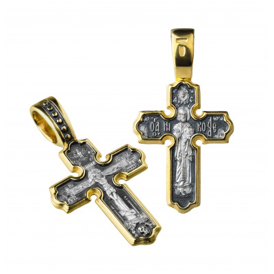 Крест нательный «св. Николай Чудотворец» из серебра 925 пробы с золочением фото