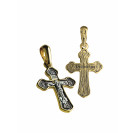 Нательный крест "Распятие Христово" из серебра 925 пробы с желтой позолотой и чернением